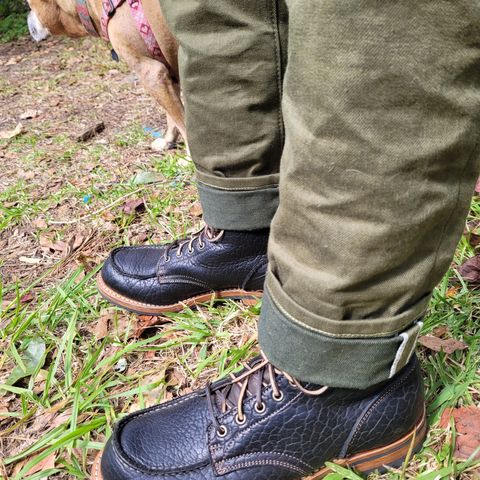 Truman Upland Moc Toe Boot in Law Tanning Black Big Horn Shrunken Bison