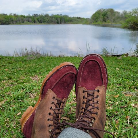 Fortis Moc Toe Boots in Indonesian Crazy Horse & Indonesian Burgundy Pull Up Roughout