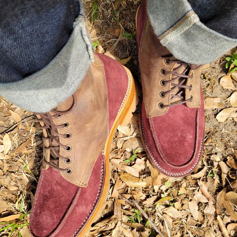 Fortis Moc Toe Boots in Indonesian Crazy Horse & Indonesian Burgundy Pull Up Roughout