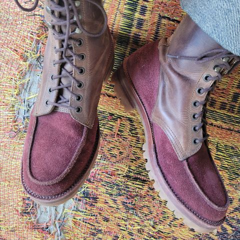Fortis Moc Toe Boots in Indonesian Crazy Horse & Indonesian Burgundy Pull Up Roughout