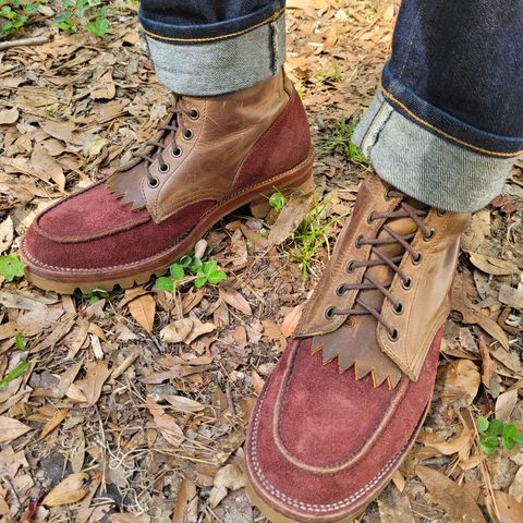Fortis Moc Toe Boots in Indonesian Crazy Horse & Indonesian Burgundy Pull Up Roughout