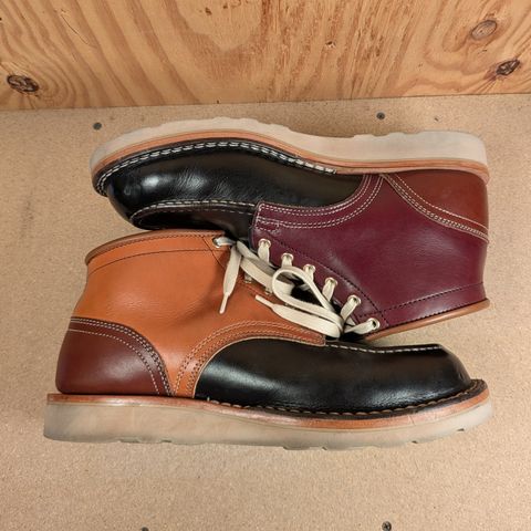 Nicks Moc Toe in Horween Black Chromexcel & Wickett & Craig Medium Brown Traditional Harness & Wickett & Craig Burgundy Traditional Harness