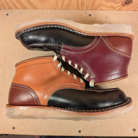 Nicks Moc Toe in Horween Black Chromexcel & Wickett & Craig Medium Brown Traditional Harness & Wickett & Craig Burgundy Traditional Harness