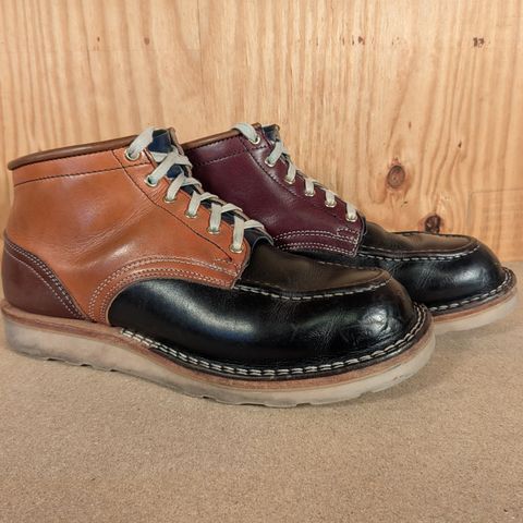 Nicks Moc Toe in Horween Black Chromexcel & Wickett & Craig Medium Brown Traditional Harness & Wickett & Craig Burgundy Traditional Harness