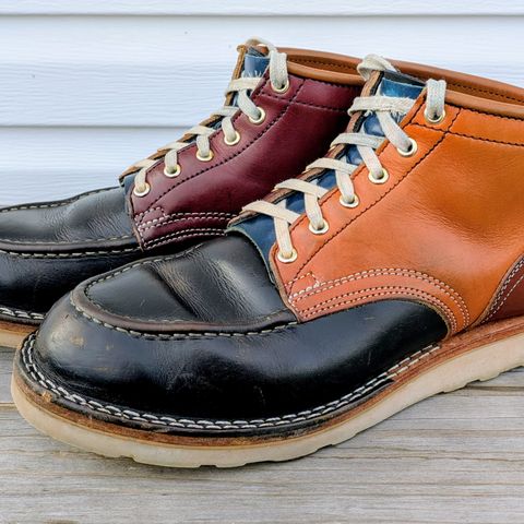 Nicks Moc Toe in Horween Black Chromexcel & Wickett & Craig Medium Brown Traditional Harness & Wickett & Craig Burgundy Traditional Harness