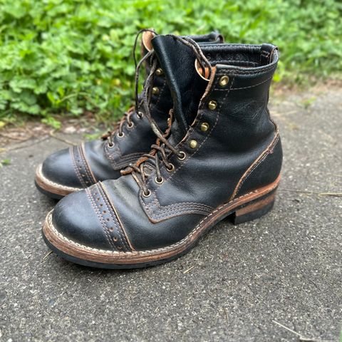 Wesco Warren Boot in Horween Navy Waxed Flesh
