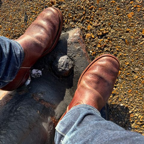 Benzein The Keeper 'Type 2' Engineer Boot in Shinki Natural Oiled Horsebutt Overdyed Brown