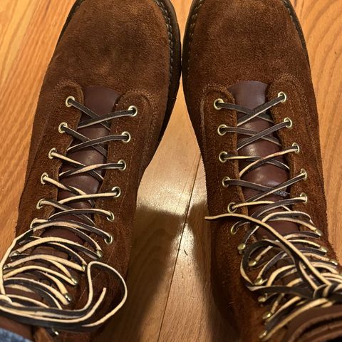 View photo of Drew’s Boots Lace To Toe Roughout in Seidel Brown Domain Roughout