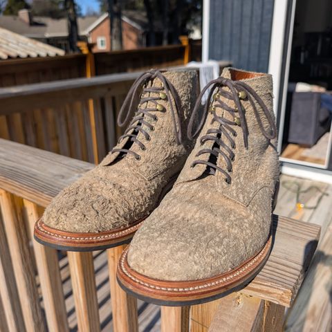 Grant Stone Edward Boot in C.F. Stead Milkshake Rough Mohawk Suede