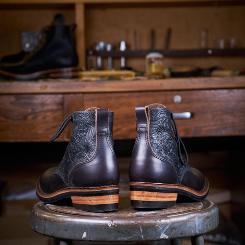 BHHB Lady Dome in Seidel Oxblood Double Shot Black Overdye & Embossed Veg Tan Panel