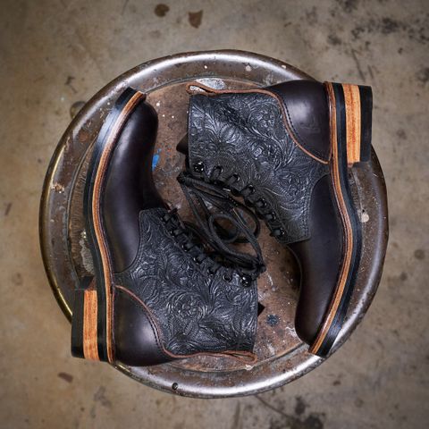 BHHB Lady Dome in Seidel Oxblood Double Shot Black Overdye & Embossed Veg Tan Panel