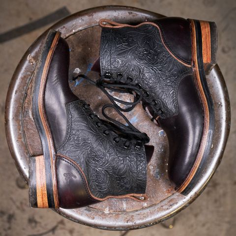BHHB Lady Dome in Seidel Oxblood Double Shot Black Overdye & Embossed Veg Tan Panel
