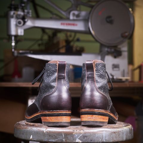 BHHB Lady Dome in Seidel Oxblood Double Shot Black Overdye & Embossed Veg Tan Panel