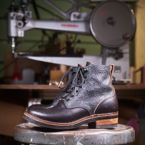 BHHB Lady Dome in Seidel Oxblood Double Shot Black Overdye & Embossed Veg Tan Panel