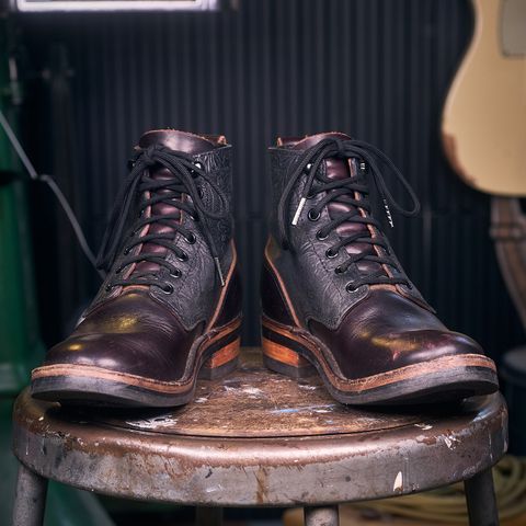 BHHB Lady Dome in Seidel Oxblood Double Shot Black Overdye & Embossed Veg Tan Panel