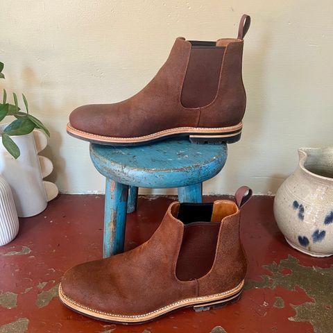 Grant Stone Chelsea Boot in C.F. Stead Dark Oak Roughout