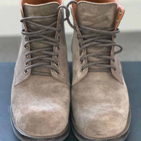 Viberg Service Boot in C.F. Stead Fog Janus Calf Suede
