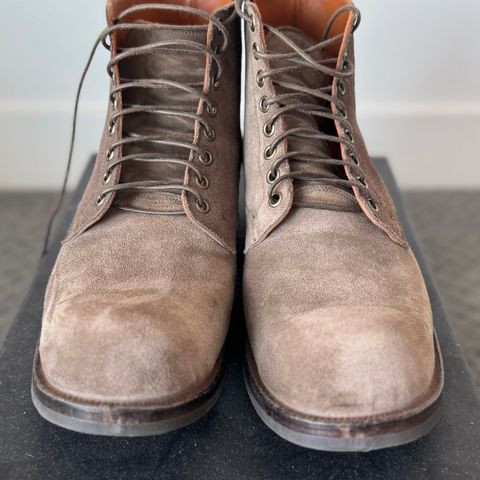 Viberg Service Boot in C.F. Stead Fog Janus Calf Suede