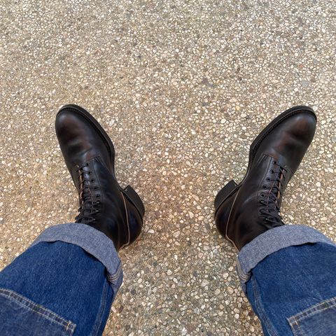 Rolling Dub Trio Griffin 8.5" Plain Toe Boots in Hand Dyed Black Italian Horsebutt
