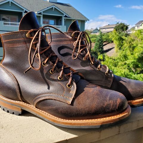 Truman Plain Toe Boot in Horween Java Waxed Flesh