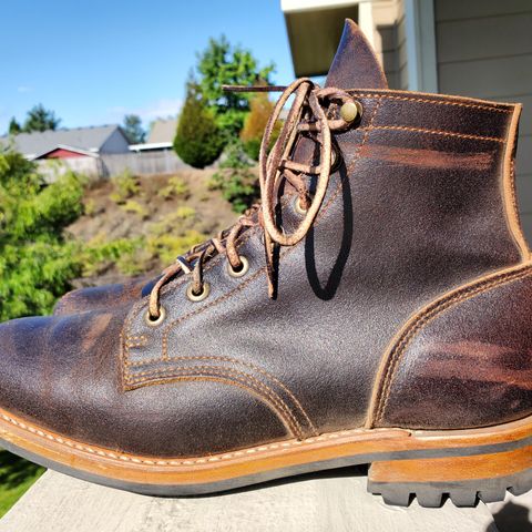 Truman Plain Toe Boot in Horween Java Waxed Flesh