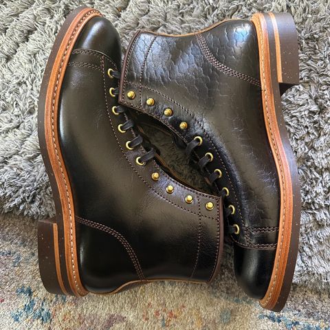 John Lofgren Monkey Boots in Shinki Hikaku Horsebutt Black Teacore