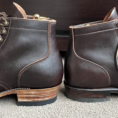XBXS Miner Boots in Horween Black Waxed Flesh