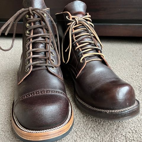 XBXS Miner Boots in Horween Black Waxed Flesh