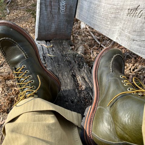 Grant Stone Brass Boot in Badalassi Carlo Olive Green Minerva