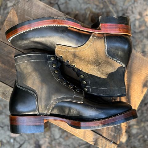 Prof Barnets Nelson Boots in Conceria Cloe Black Horsebutt