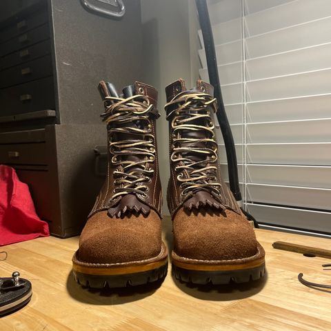 Drew's 8-Inch Logger in Brown Roughout & Brown Smooth