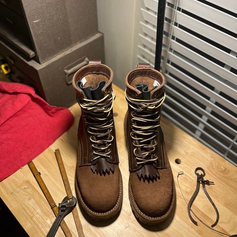 Drew's 8-Inch Logger in Brown Roughout & Brown Smooth
