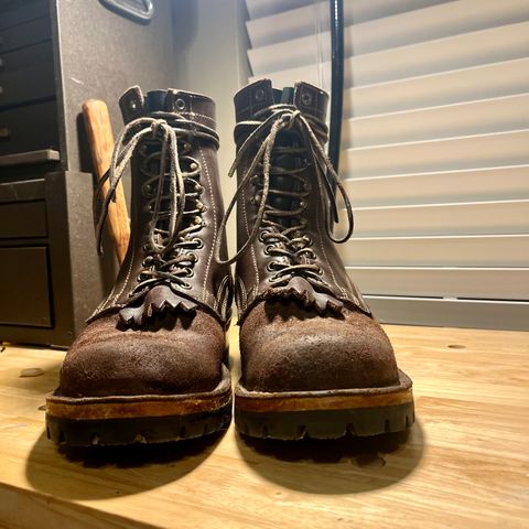 Drew's 8-Inch Logger in Brown Roughout & Brown Smooth
