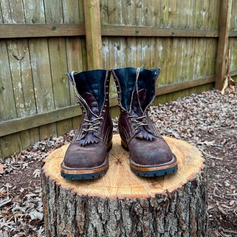 Drew's 8-Inch Logger in Brown Roughout & Brown Smooth