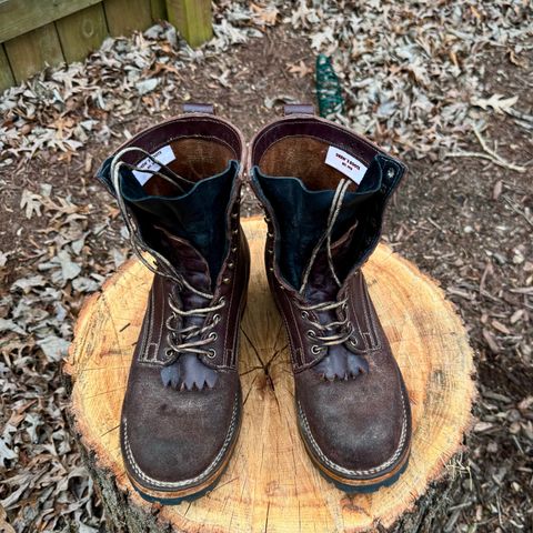 Drew's 8-Inch Logger in Brown Roughout & Brown Smooth
