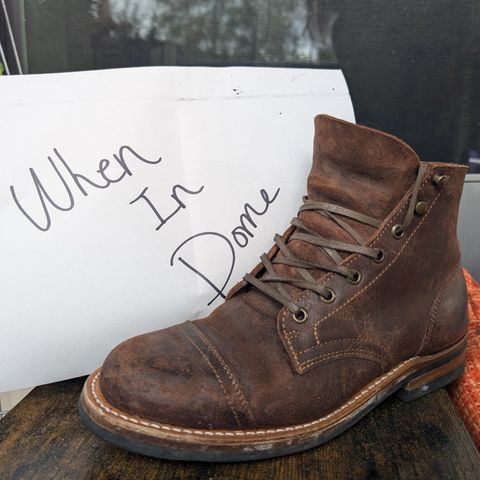 Truman Cap Toe Boot in C.F. Stead Snuff Waxy Commander Suede