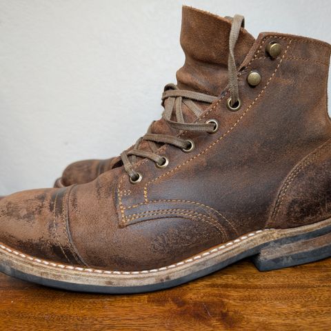 Truman Cap Toe Boot in C.F. Stead Snuff Waxy Commander Suede