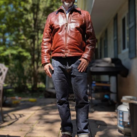 View photo of Aero Leather Clothing Highwayman in Badalassi Carlo Russet Steerhide