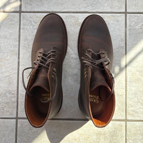 Grant Stone Edward Boot in C.F. Stead Tobacco Waxy Commander Suede
