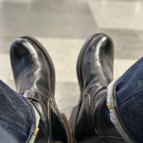 The Real McCoy's Buco Engineer Boots in Shinki Black Latigo Teacore Horsehide