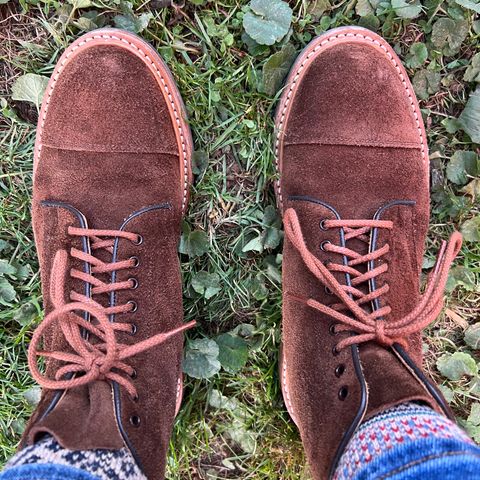Tricker's Brett Derby Boot in C.F. Stead Polo Brown Oiled Desert