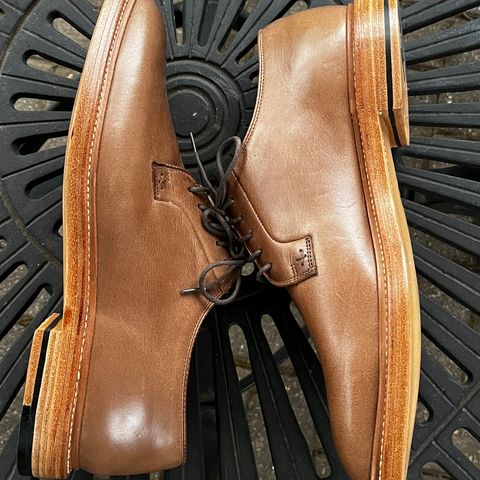 Grant Stone Plain Toe Blucher in Horween Dune Chromexcel