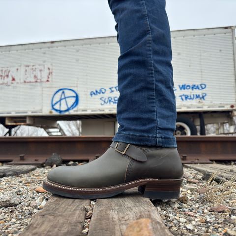 John Lofgren Wabash Engineer Boots in Badalassi Carlo Grigio Minerva Liscio