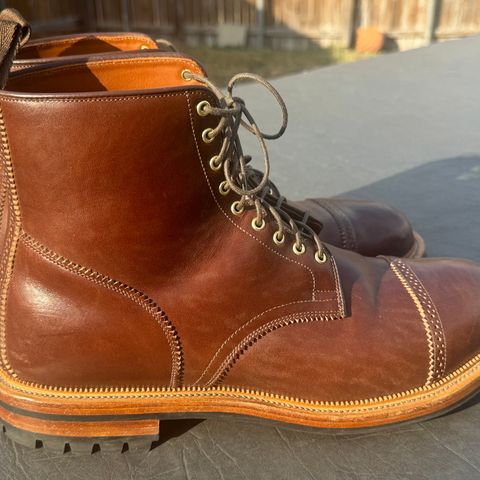 Search result thumbnail of Viberg Shelby Sharp Brogue Boot in Toscanello Vachetta Lucida Horsebutt Leather