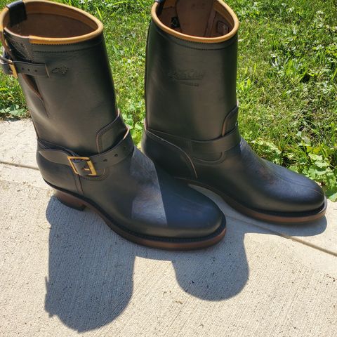 Role Club Engineer Boots in Shinki Hand-Finished Black Horsehide
