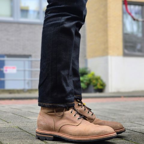 Grant Stone Diesel Boot in C.F. Stead Natural Waxy Commander Suede