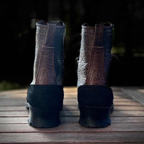 Nicks MTO in Law Tanning Black Roughout Shruken Bison & Law Tanning Walnut Smooth Shruken Bison
