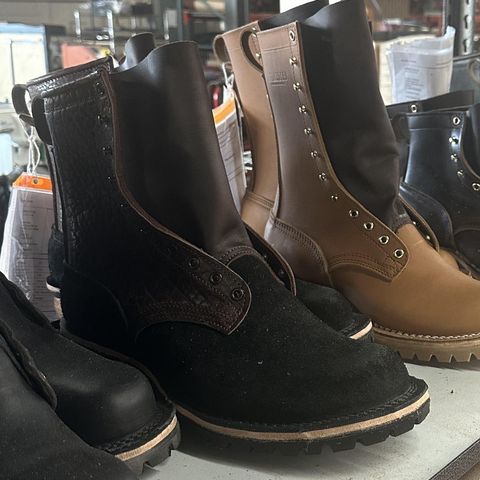 Nicks MTO in Law Tanning Black Roughout Shruken Bison & Law Tanning Walnut Smooth Shruken Bison