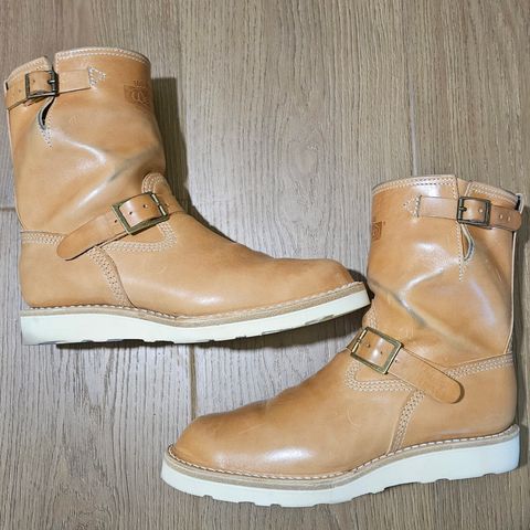 Wesco The Shop N.H. Short Stack Natural Veg Tanned Horsehide Boss Engineer Boot in Italian Natural Veg Tanned Horse