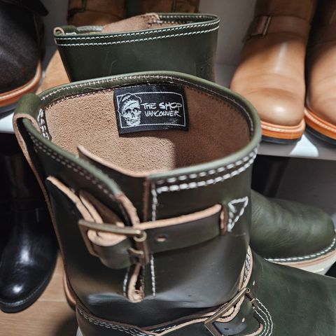 Wesco The Shop Short Stack Olive Boss Engineer Boot in Forest Chromexcel